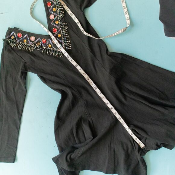 Joule Energy Vintage 80s Long Sleeve Gem Bead V-Neck Western Romper Size Small - Picture 6 of 8